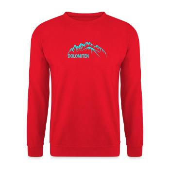 Dolomites Mountain Panorama Illustration - Unisex Sweatshirt - red - Front - Alina (178cm) & Michal (187cm)