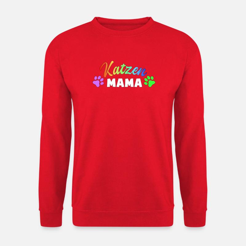 Katzen Mama: Bunte Pfoten-Power - Unisex Pullover - Rot