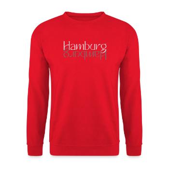 Hamburg Wordmark Mirror - Unisex Sweatshirt - red - Front - Alina (178cm) & Michal (187cm)