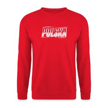 Polska Outline Font Design - Unisex Sweatshirt - red - Front - Alina (178cm) & Michal (187cm)