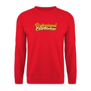 PROFESSIONAL OVERTHINKER VINTAGE - Unisex Pullover - Rot - Vorne - Alina (178cm) & Michal (187cm)