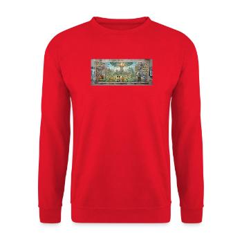 Zukunftsbaum der Natur - Unisex Pullover - Rot - Vorne - Alina (178cm) & Michal (187cm)