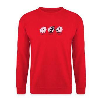 Les 3 petits cochons – Splatch ! - Sweat-shirt Unisexe - rouge - Devant - Alina (178cm) & Michal (187cm)