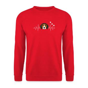 Herzschlaghund Beagle - Unisex Pullover - Rot - Vorne - Alina (178cm) & Michal (187cm)