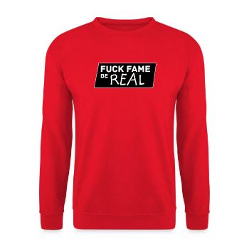 Fuck Fame be real - Unisex Pullover - Rot - Vorne - Alina (178cm) & Michal (187cm)