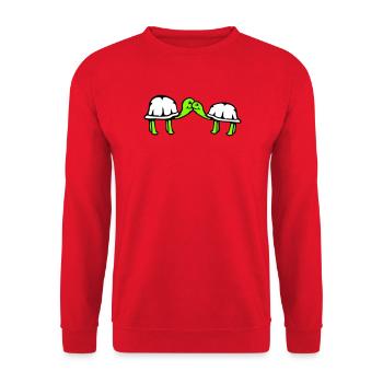 2 tortues se câlinant, un doux couple qui s'embrasse, une équipe amoureuse - Sweat-shirt Unisexe - rouge - Devant - Alina (178cm) & Michal (187cm)