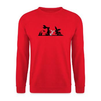 Trois lapins dans une prairie - Sweat-shirt Unisexe - rouge - Devant - Alina (178cm) & Michal (187cm)