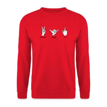 Ensemble de signes de main Victory Shaka FU – Illustration - Sweat-shirt Unisexe - rouge - Devant - Alina (178cm) & Michal (187cm)