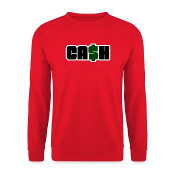 Green Cash Dollar – Tippfehler - Unisex Pullover - Rot - Vorne - Alina (178cm) & Michal (187cm)