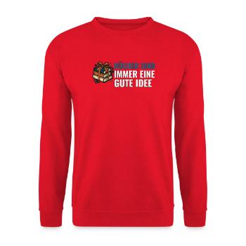 Bücher sind immer eine gute Idee. - Unisex Pullover - Rot - Vorne - Alina (178cm) & Michal (187cm)