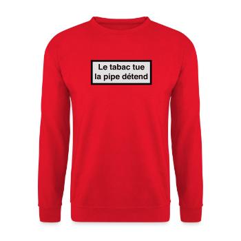Tabak tötet, Rohr entspannt :) - Unisex Pullover - Rot - Vorne - Alina (178cm) & Michal (187cm)