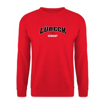 Lübeck Germany City Design Classic College - Unisex Sweatshirt - red - Front - Alina (178cm) & Michal (187cm)
