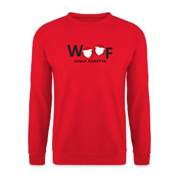 Staffie woof - 032 - Unisex Sweatshirt - red - Front - Alina (178cm) & Michal (187cm)