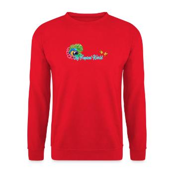 my tropical world, ara, urlaubs motiv - Unisex Pullover - Rot - Vorne - Alina (178cm) & Michal (187cm)