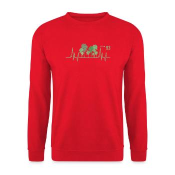 Baum Herzschlag Wald Natur Förster - Unisex Pullover - Rot - Vorne - Alina (178cm) & Michal (187cm)