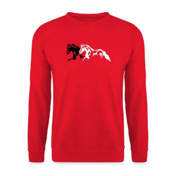 Horses stallion - mare - foal - Unisex Sweatshirt - red - Front - Alina (178cm) & Michal (187cm)