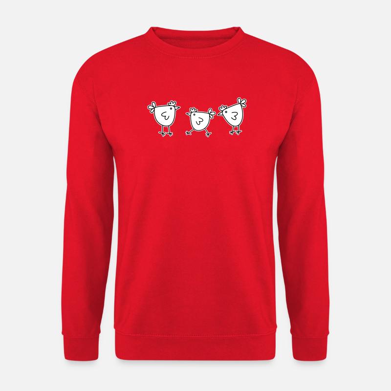 3 chickens hens feathered cattle - Unisex Sweatshirt - red