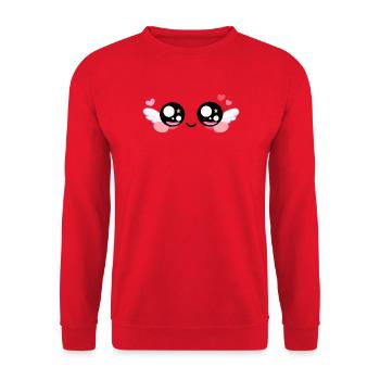Cupid Eyes – Kawaii Angel Eyes with Wings & Star - Sweat-shirt Unisexe - rouge - Devant - Alina (178cm) & Michal (187cm)