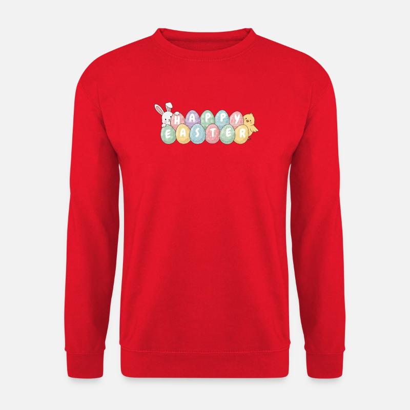 Cute Easter Bunny Chick and Eggs - Unisex Sweatshirt - red