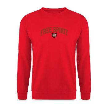 Lettrage Free Spirit MC - Sweat-shirt Unisexe - rouge - Devant - Alina (178cm) & Michal (187cm)