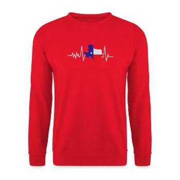 Texas Herzschlag Flagge - Unisex Pullover - Rot - Vorne - Alina (178cm) & Michal (187cm)