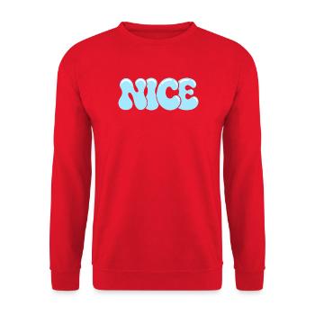 SCHÖNE blaue Blasentypografie - Unisex Pullover - Rot - Vorne - Alina (178cm) & Michal (187cm)