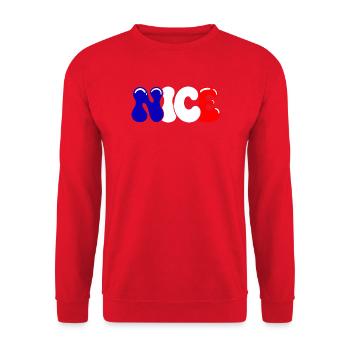Nöcke Frankreich Blaue Fahne Weiß Rot - Unisex Pullover - Rot - Vorne - Alina (178cm) & Michal (187cm)