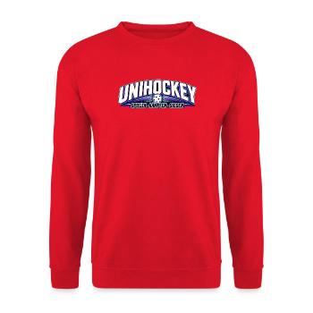 Unihockey NeonLogo Kraftvoll - Unisex Pullover - Rot - Vorne - Alina (178cm) & Michal (187cm)