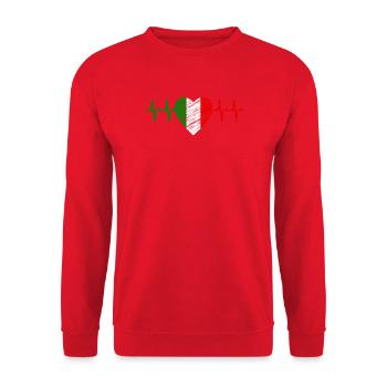 Herzschlag Italien Flagge - Ich liebe Italien - Unisex Pullover - Rot - Vorne - Alina (178cm) & Michal (187cm)