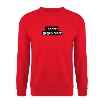 Daughter against Merz black and white plain CDU - Unisex Sweatshirt - red - Front - Alina (178cm) & Michal (187cm)