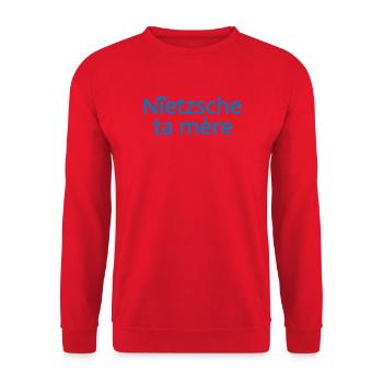 Nietzsche ta mère Bleu Clair - Sweat-shirt Unisexe - rouge - Devant - Alina (178cm) & Michal (187cm)