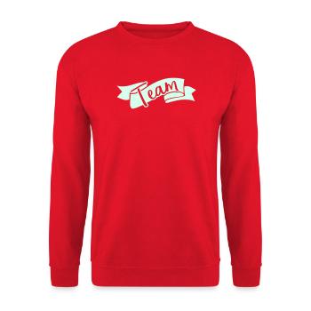 Team Ribbon Lettering - Unisex Sweatshirt - red - Front - Alina (178cm) & Michal (187cm)