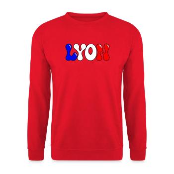 Lyon Bunte Blöcke Frankreich - Unisex Pullover - Rot - Vorne - Alina (178cm) & Michal (187cm)