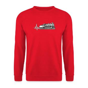 Dampflok Herzschlag Eisenbahn Leidenschaft - Unisex Pullover - Rot - Vorne - Alina (178cm) & Michal (187cm)
