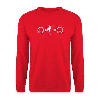 Aerobictraining Geschenkidee für Fitness-Challenge - Unisex Pullover - Rot - Vorne - Alina (178cm) & Michal (187cm)