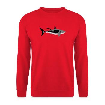 Taucher und Hai - Unisex Pullover - Rot - Vorne - Alina (178cm) & Michal (187cm)
