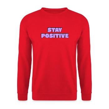 Reste positif, Texte rétro en gras - Sweat-shirt Unisexe - rouge - Devant - Alina (178cm) & Michal (187cm)
