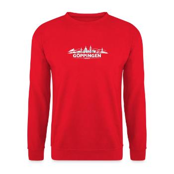 Goppingen Stadtsilhouette 73037 - Unisex Pullover - Rot - Vorne - Alina (178cm) & Michal (187cm)