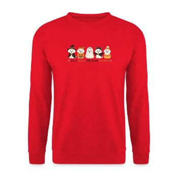 Maltesische Halloween-Crew - Unisex Pullover - Rot - Vorne - Alina (178cm) & Michal (187cm)