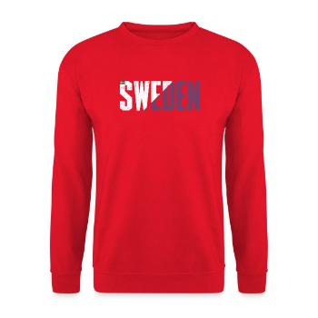 Sweden Bold Flag Typography - Unisex Sweatshirt - red - Front - Alina (178cm) & Michal (187cm)