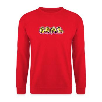 Colorful Graffiti-Style Text Design - Unisex Sweatshirt - red - Front - Alina (178cm) & Michal (187cm)