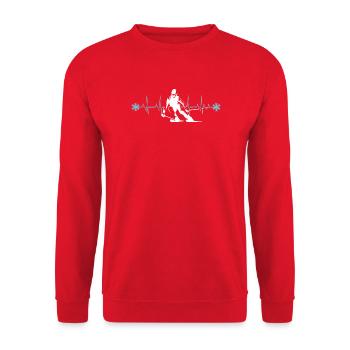 Skifahrer Silhouette Winter Minimalistisch - Unisex Pullover - Rot - Vorne - Alina (178cm) & Michal (187cm)