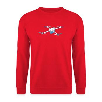 Lustiger Drohnenpilot Cartoon Hobbypilot - Unisex Pullover - Rot - Vorne - Alina (178cm) & Michal (187cm)
