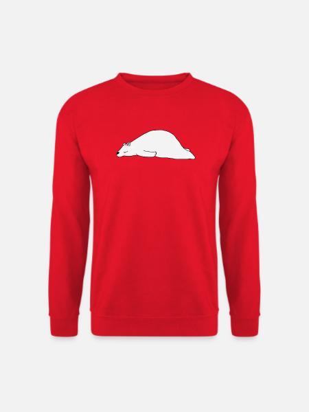 Niedlicher Eisbär schläft, gemütliche Wintertierkunst - Unisex Pullover - Rot