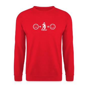 Un motif de floorball clair pour chaque jour - Sweat-shirt Unisexe - rouge - Devant - Alina (178cm) & Michal (187cm)