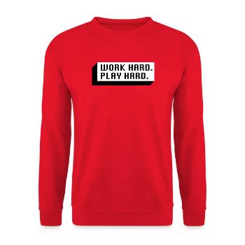 Work Hard. Play Hard. (Black) - Unisex Sweatshirt - red - Front - Alina (178cm) & Michal (187cm)