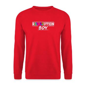 Revolution Boy Rainbow Pride Text Graphic - Unisex Sweatshirt - red - Front - Alina (178cm) & Michal (187cm)