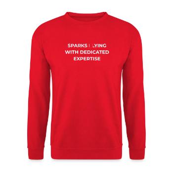 Hobby Farmer Dedicated Expertise - Unisex Sweatshirt - red - Front - Alina (178cm) & Michal (187cm)