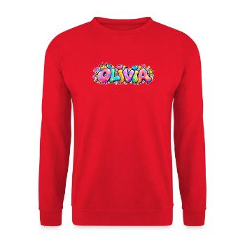 Olivia Graffiti-Blasenname: zu süßes Geschenk - Unisex Pullover - Rot - Vorne - Alina (178cm) & Michal (187cm)