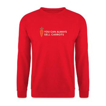 Du kannst immer Karotten verkaufen - Unisex Pullover - Rot - Vorne - Alina (178cm) & Michal (187cm)